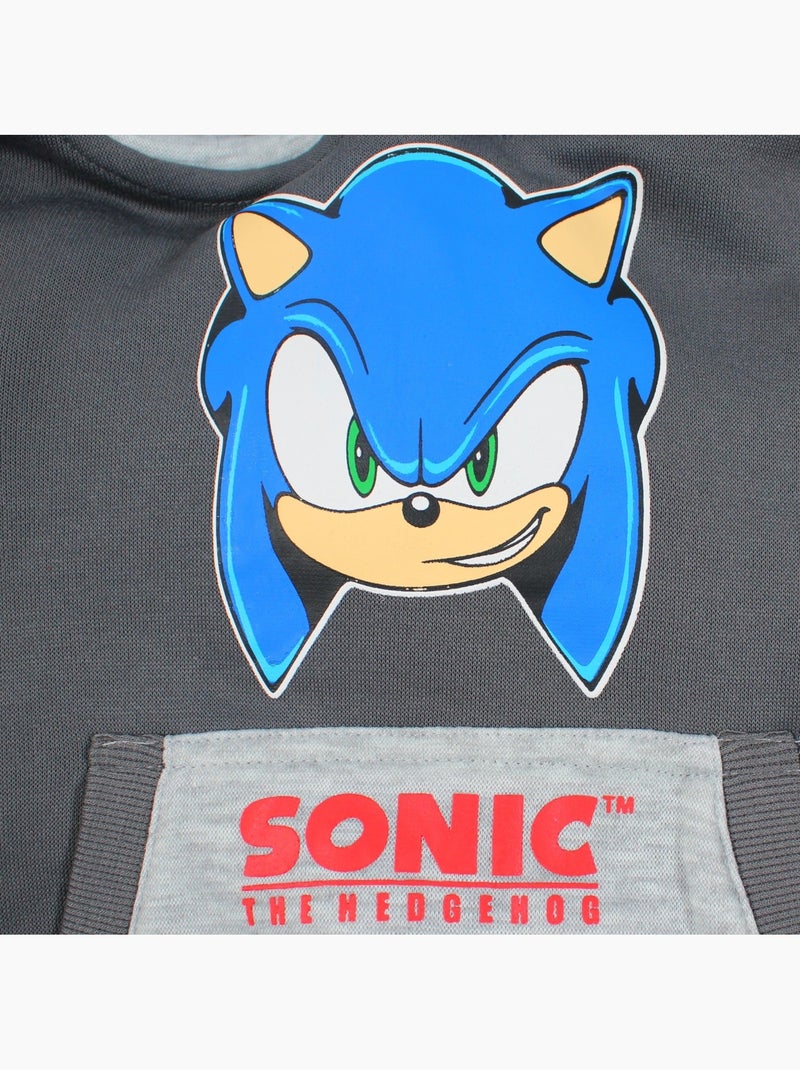 Sonic - camisola com capuz estampada, bolso tipo canguru Cinza - Kiabi