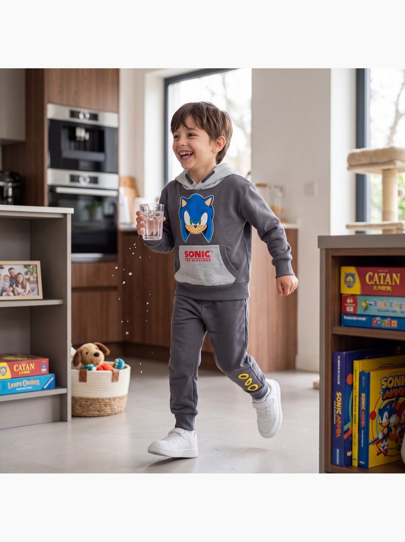 Sonic - conjunto de camisola com capuz e calças de treino estampadas Cinza - Kiabi