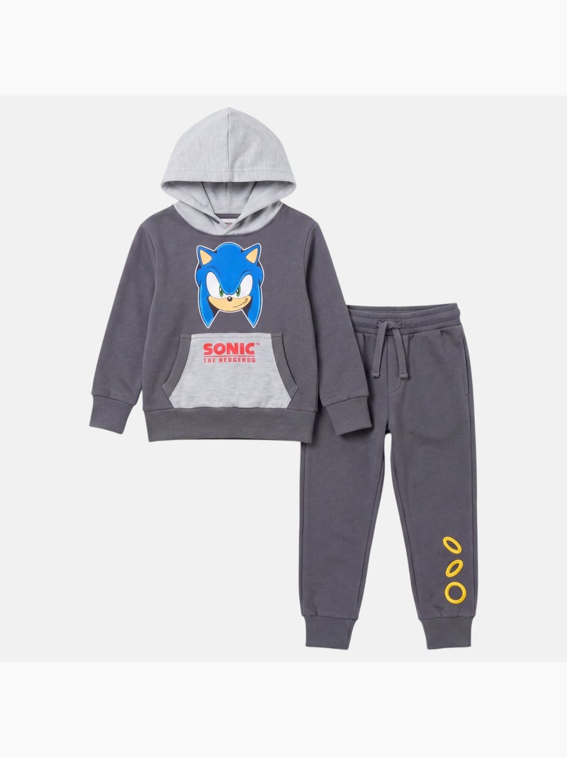 Sonic - conjunto de camisola com capuz e calças de treino estampadas Cinza - Kiabi
