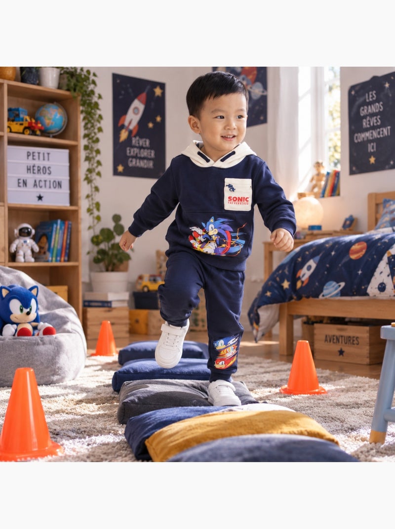 Sonic - conjunto de camisola e calças de treino estampadas, com acabamento em canelado Azul-marinho - Kiabi