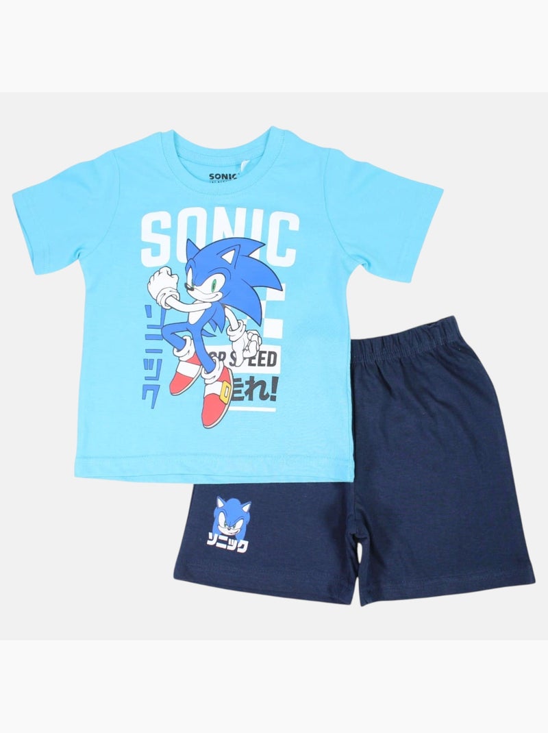 Sonic - Conjunto t-shirt e calção menino com padrão Azul - Kiabi