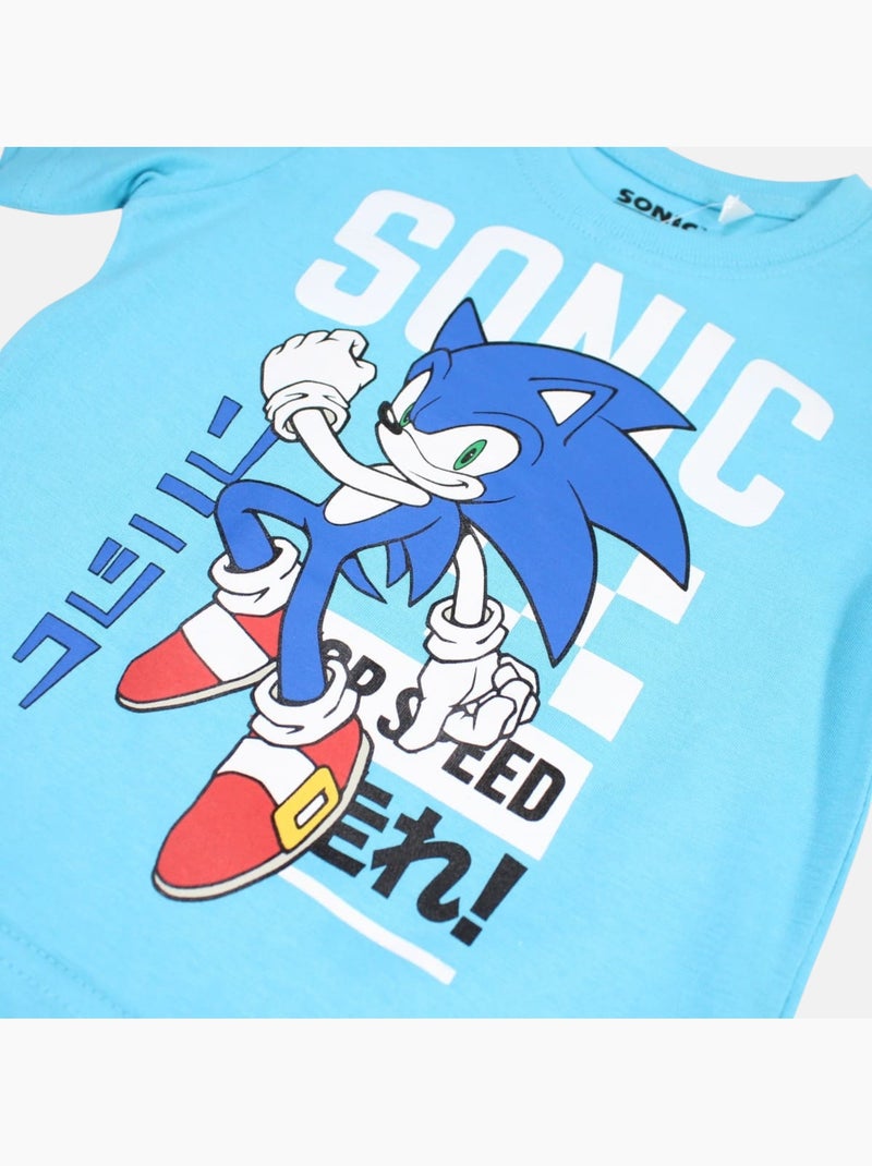 Sonic - Conjunto t-shirt e calção menino com padrão Azul - Kiabi