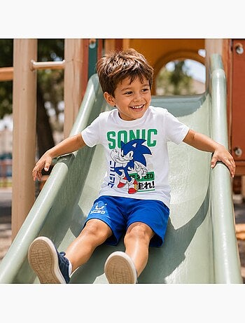 Sonic - Conjunto t-shirt e calção menino com padrão