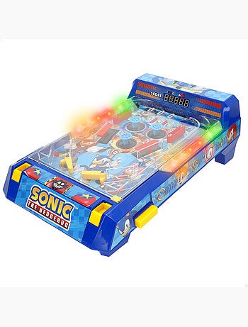 Sonic pinball, jogo de arcade de mesa com luzes e sons.