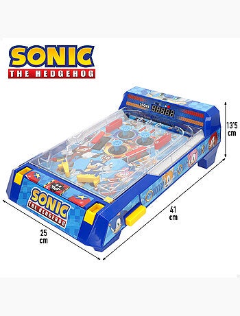 Sonic pinball, jogo de arcade de mesa com luzes e sons.