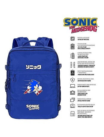 Sonic The Hedgehog Action Mochila de Viagem Mercury Grande 47x23x33cm, Azul