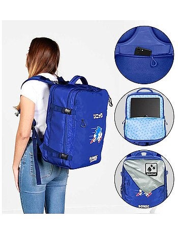 Sonic The Hedgehog Action Mochila de Viagem Mercury Grande 47x23x33cm, Azul