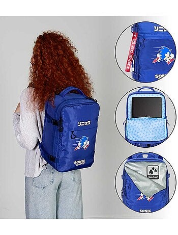 Sonic The Hedgehog Action Mochila Mercury Viagem Cabine Avião 40x20x25cm, Azul