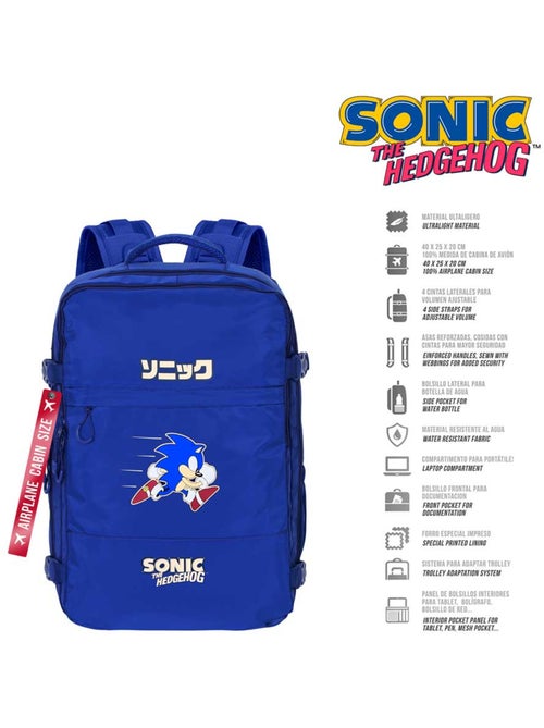 Sonic The Hedgehog Action Mochila Mercury Viagem Cabine Avião 40x20x25cm, Azul - Kiabi Sonic The Hedgehog Action Mochila Mercury Viagem Cabine Avião 40x20x25cm, Azul - Kiabi