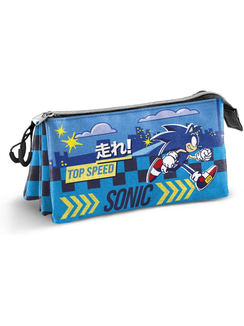 Sonic The Hedgehog Go Estojo Triplo, Azul Azul - Kiabi