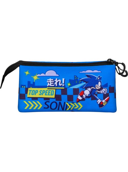 Sonic The Hedgehog Go Estojo Triplo, Azul - Kiabi Sonic The Hedgehog Go Estojo Triplo, Azul - Kiabi