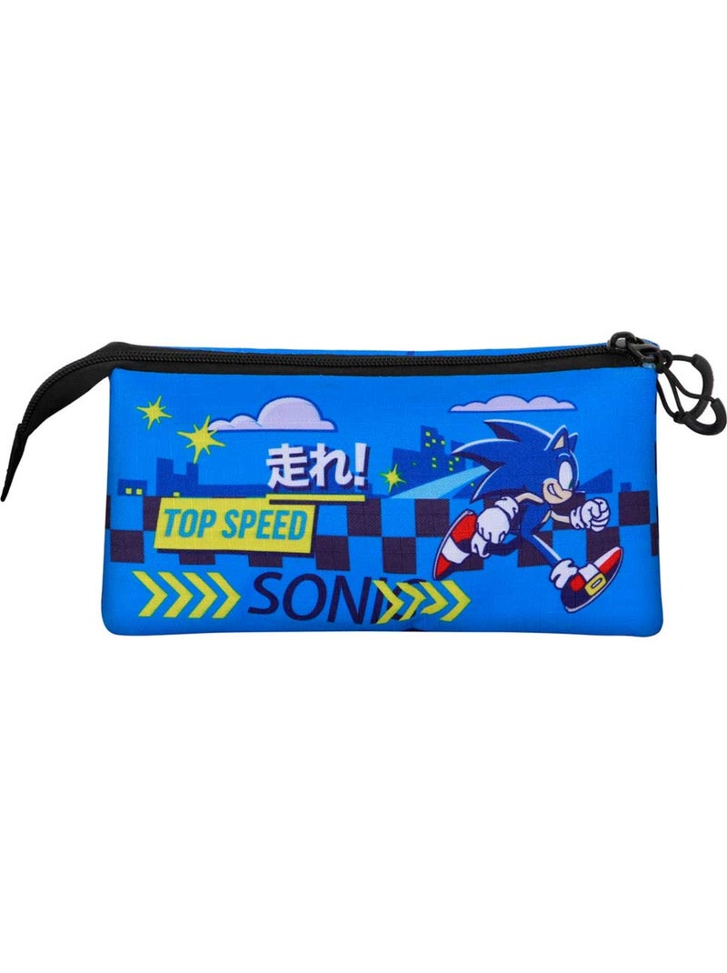 Sonic The Hedgehog Go Estojo Triplo, Azul Azul - Kiabi