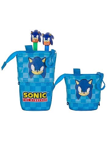 Sonic The Hedgehog Sight Estojo Cute + 2 Canetas de Gel Apagáveis, Azul