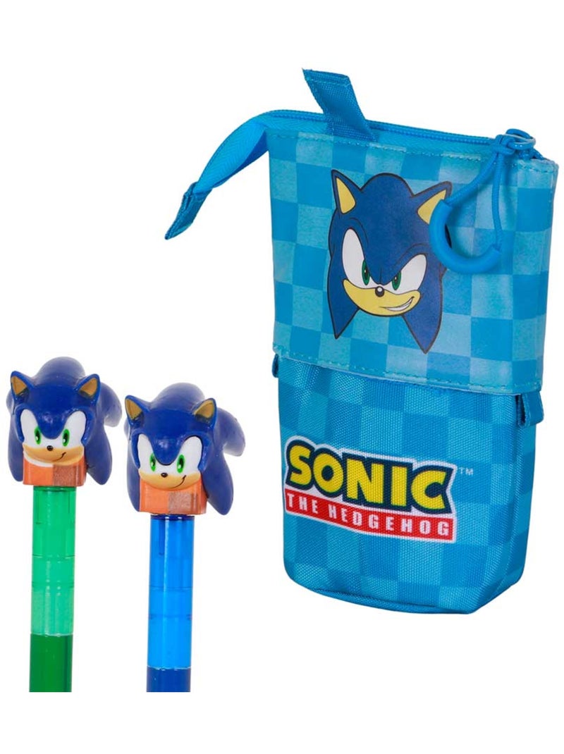 Sonic The Hedgehog Sight Estojo Cute + 2 Canetas de Gel Apagáveis, Azul Azul - Kiabi