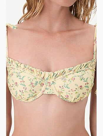 Sonya top de biquíni bandeau com aro e flores penti