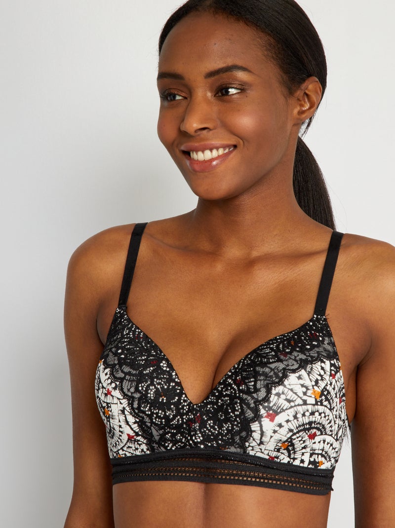 Soutien acolchoado 'Mojito Lingerie' Estampado Preto - Kiabi