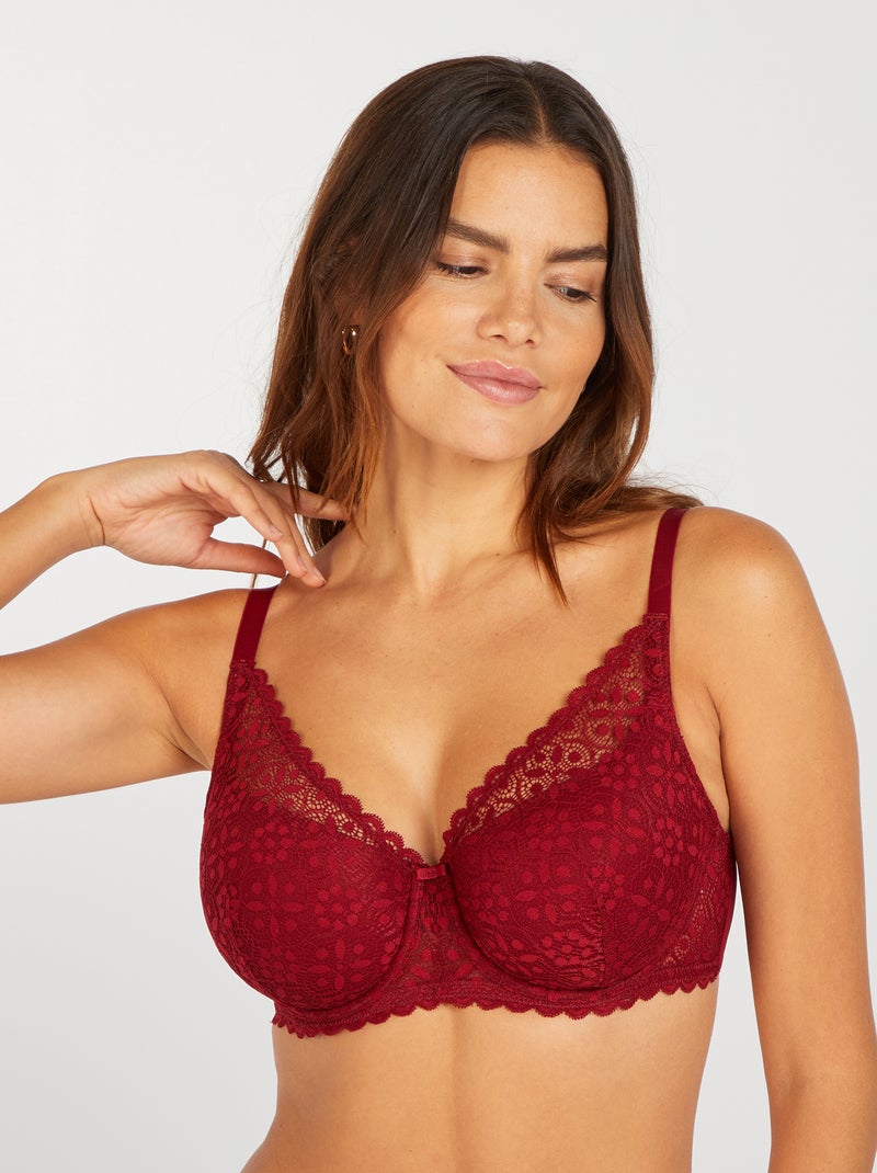 Soutien almofadado com copas D e E VERMELHO - Kiabi