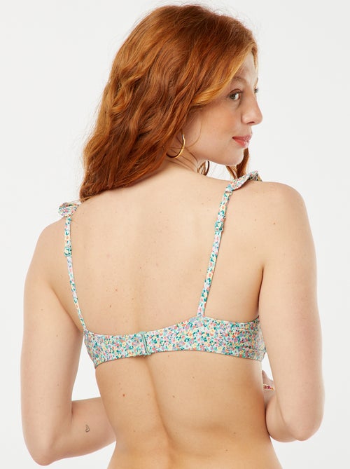 Soutien de banho florido com alças com folhos - Kiabi