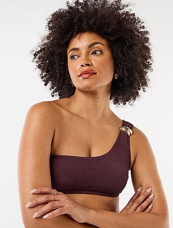 Soutien de biquíni assimétrico com joia dourada