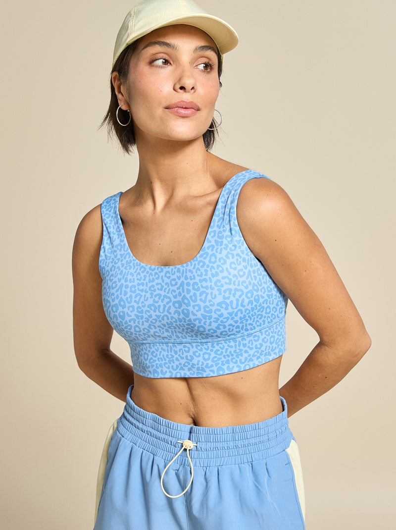 Soutien de desporto com estampado de leopardo e suporte leve - (ekstract) Azul - Kiabi