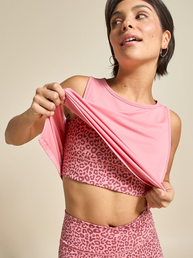 Soutien de desporto com estampado de leopardo e suporte leve - (ekstract) Rosa - Kiabi
