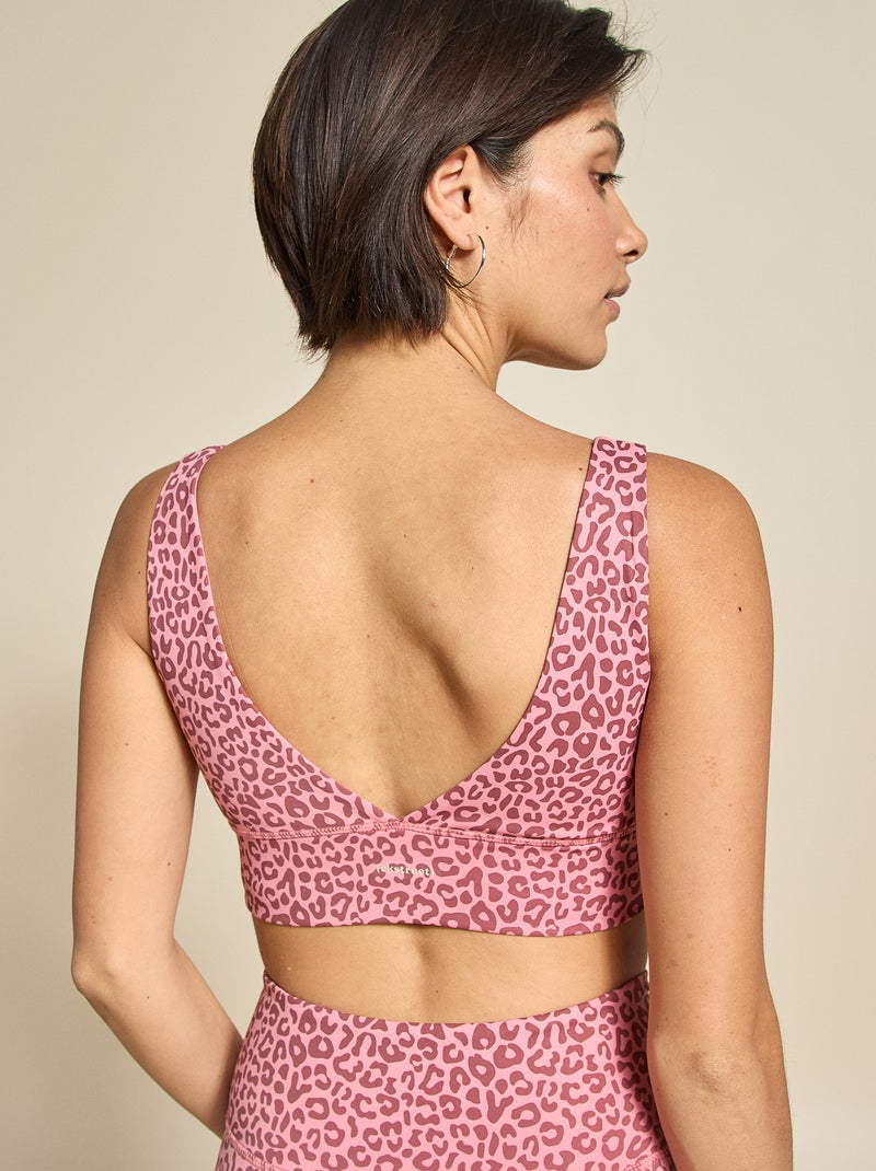 Soutien de desporto com estampado de leopardo e suporte leve - (ekstract) Rosa - Kiabi