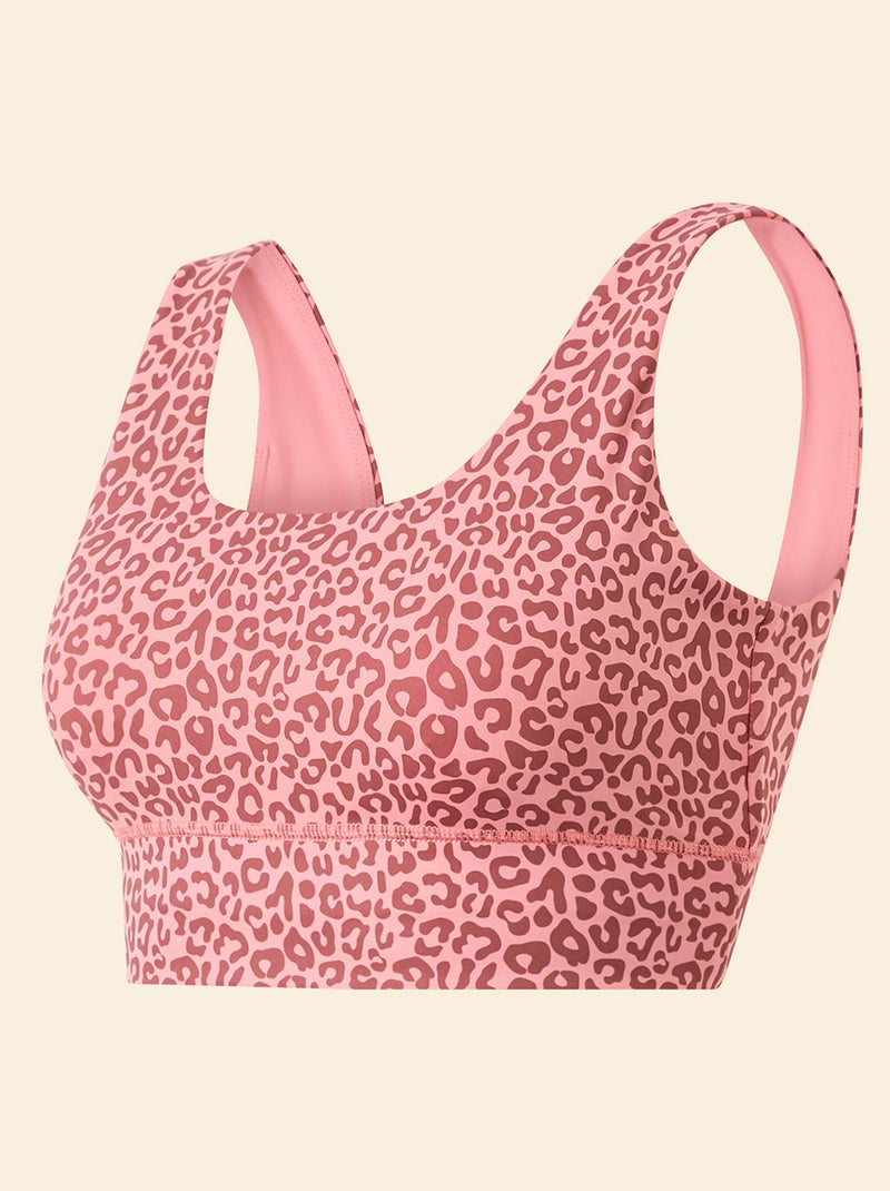Soutien de desporto com estampado de leopardo e suporte leve - (ekstract) Rosa - Kiabi