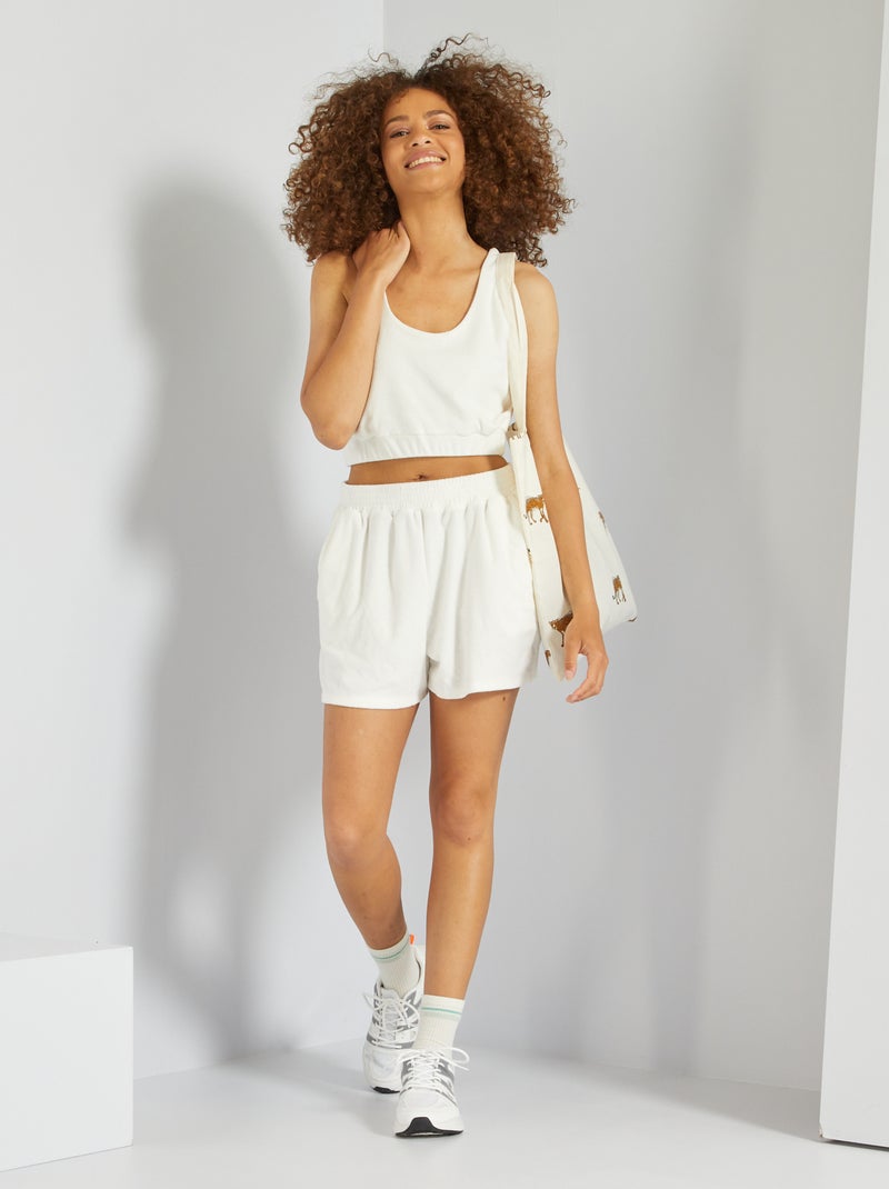 Soutien de desporto em felpo Branco - Kiabi