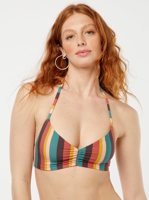 Soutien de fato de banho em triângulo reversível riscas vs liso - Kiabi