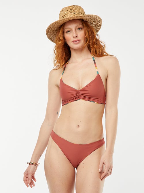 Soutien de fato de banho em triângulo reversível riscas vs liso - Kiabi