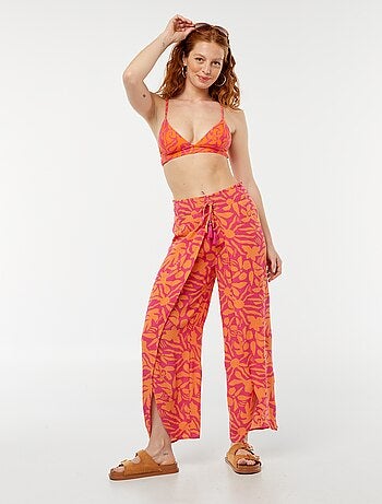 Soutien de fato de banho triângulo com estampado folhas
