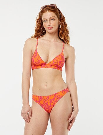 Soutien de fato de banho triângulo com estampado folhas
