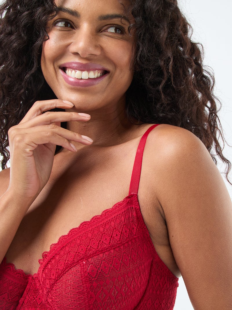 Soutien de renda com copa D/E/F Vermelho - Kiabi