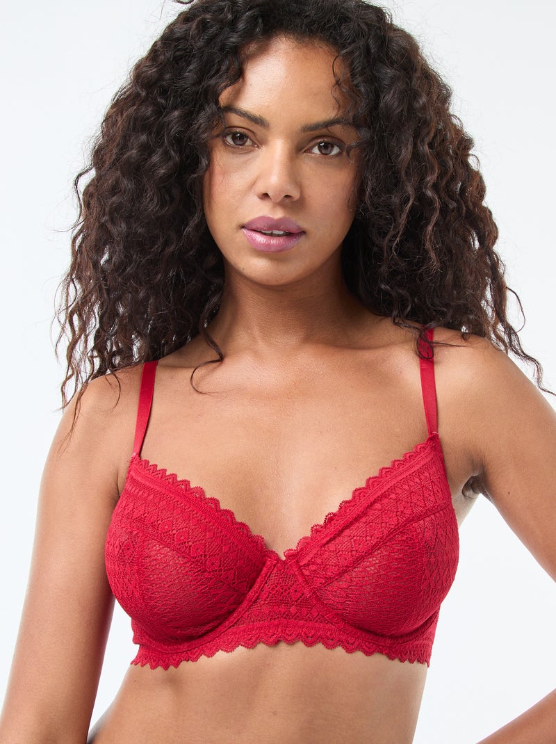 Soutien de renda com copa D/E/F Vermelho - Kiabi