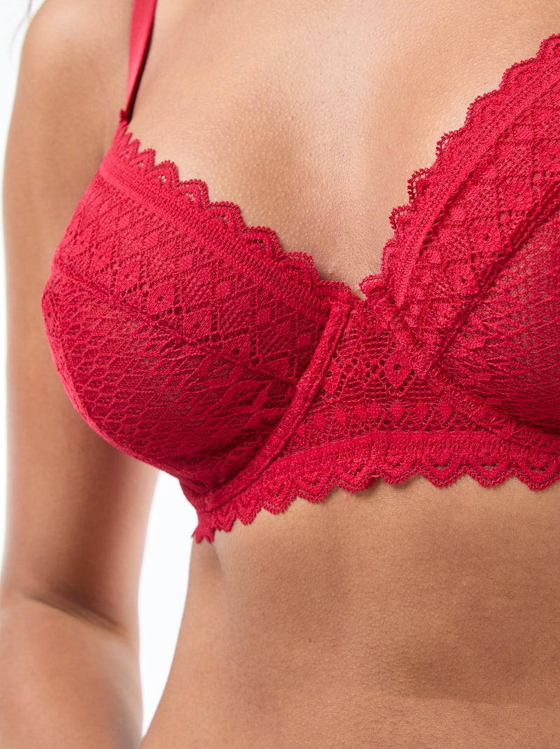 Soutien de renda com copa D/E/F Vermelho - Kiabi