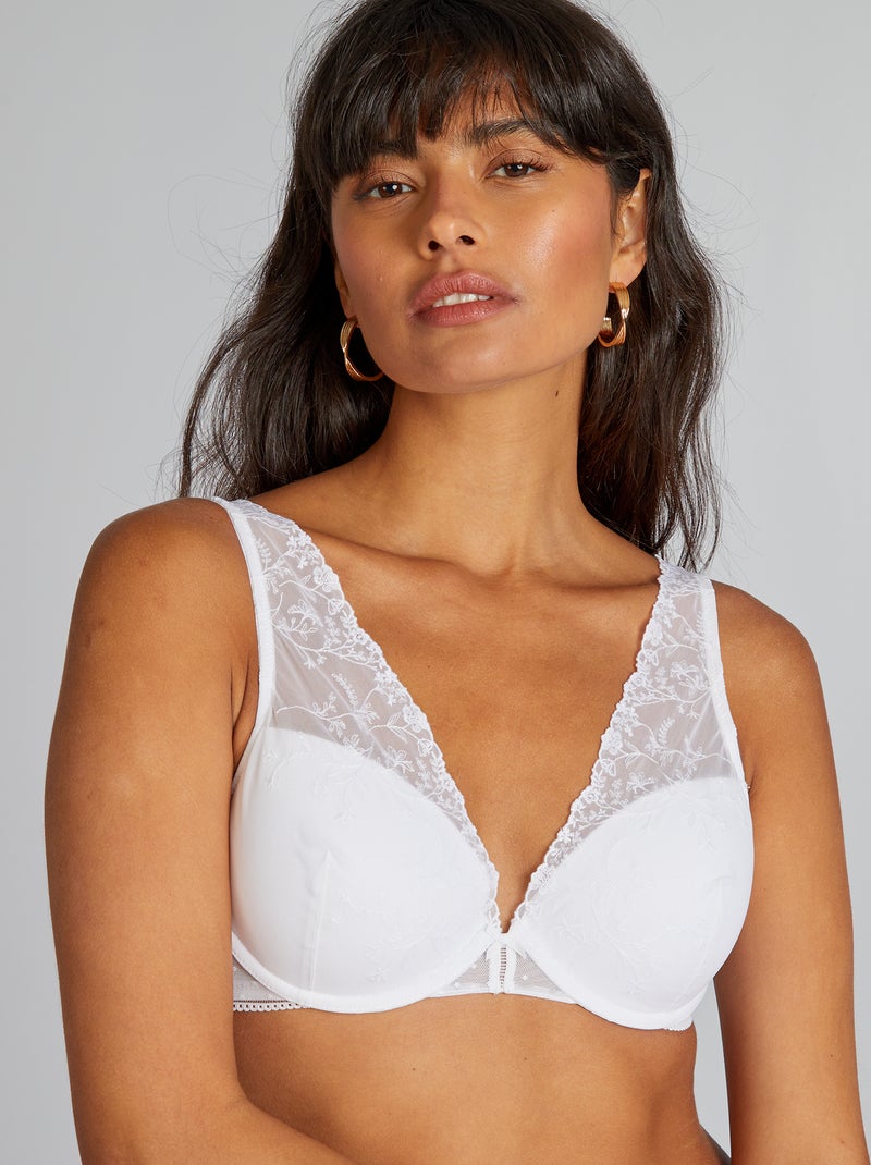 Soutien decotado ampliforma em tule Branco - Kiabi