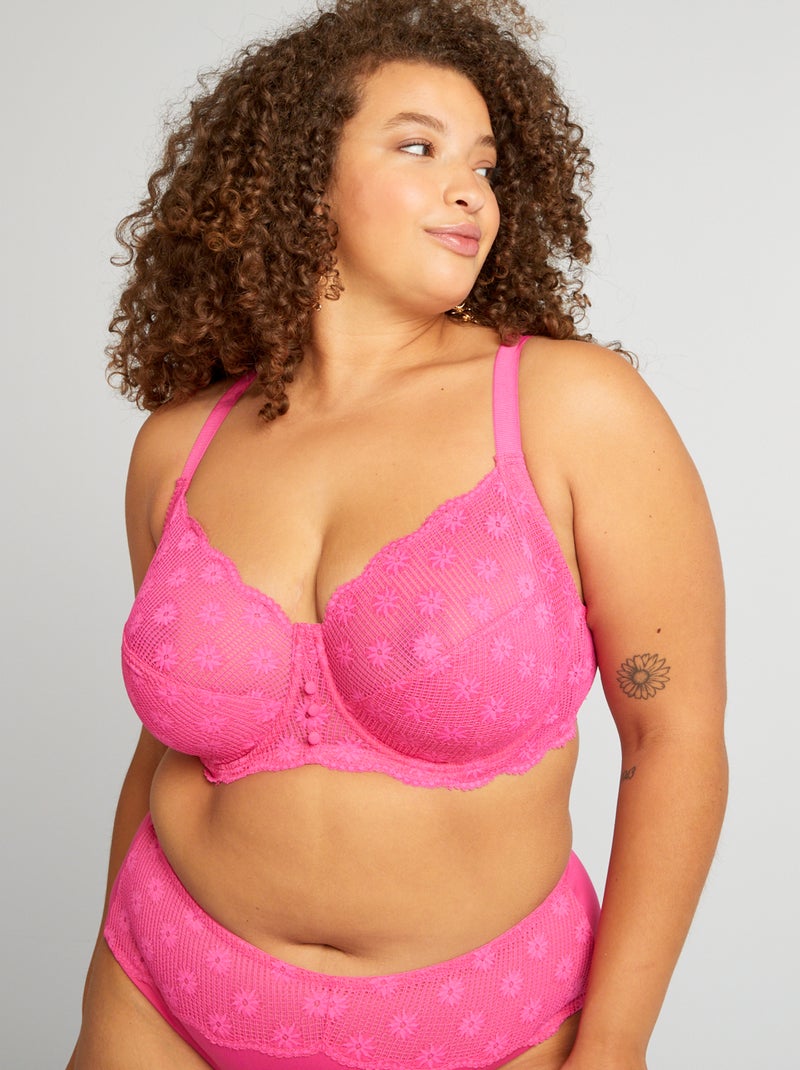 Soutien decotado com copa de encaixe em renda ROSA - Kiabi