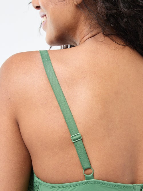 Soutien decotado com copa de encaixe em renda - Kiabi