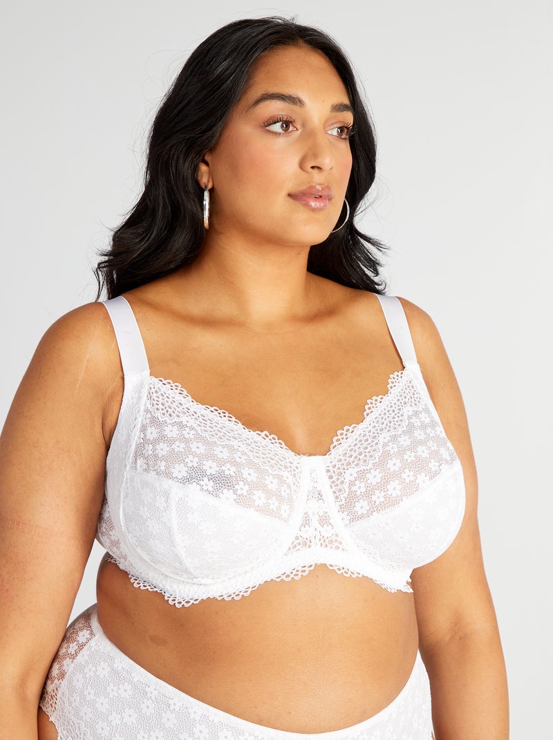 Soutien decotado de renda florida Branco - Kiabi
