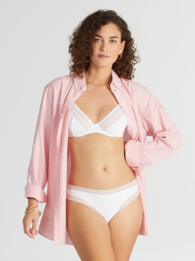 Soutien decotado em galão de renda Branco - Kiabi