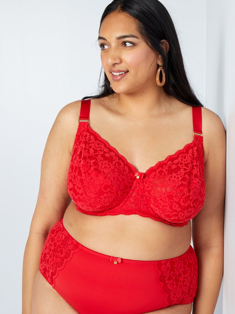 Soutien decotado em renda VERMELHO - Kiabi
