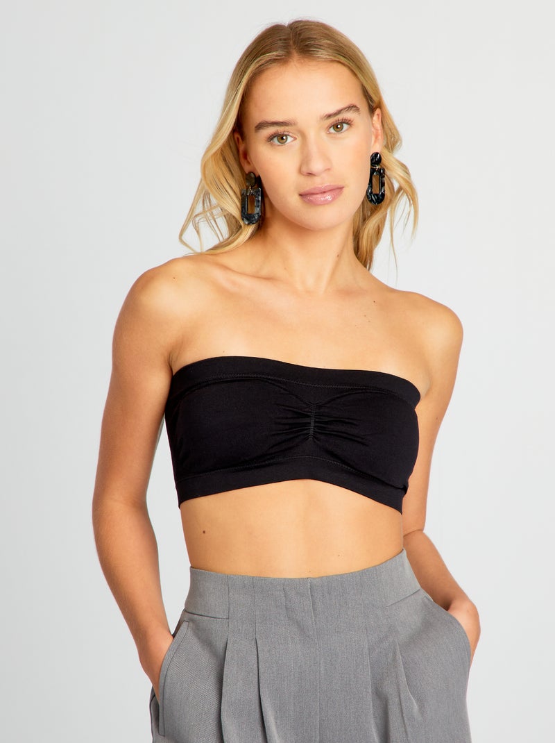 Soutien em faixa de renda com capas amovíveis Preto - Kiabi