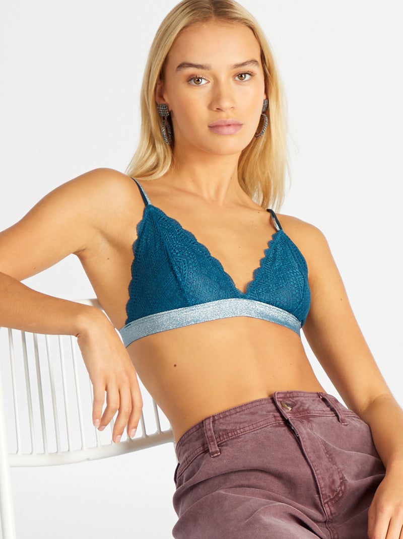 Soutien em forma de triângulo de renda Azul Escuro - Kiabi