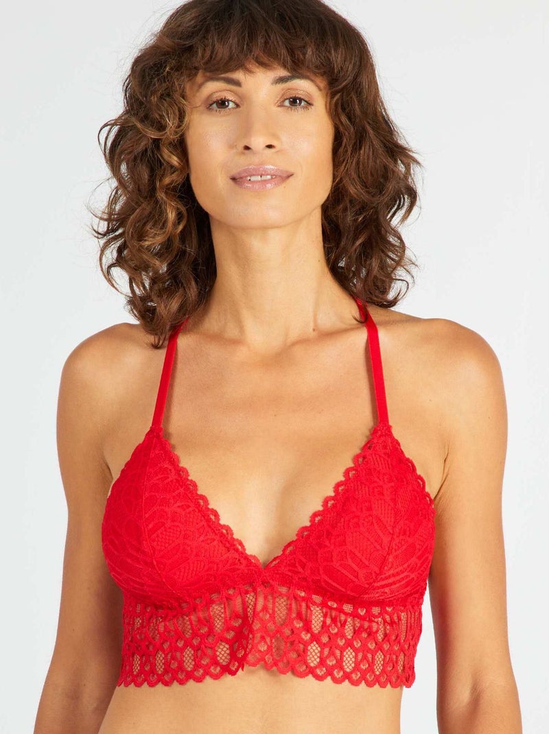 Soutien em forma de triângulo de renda com joia de fantasia VERMELHO - Kiabi