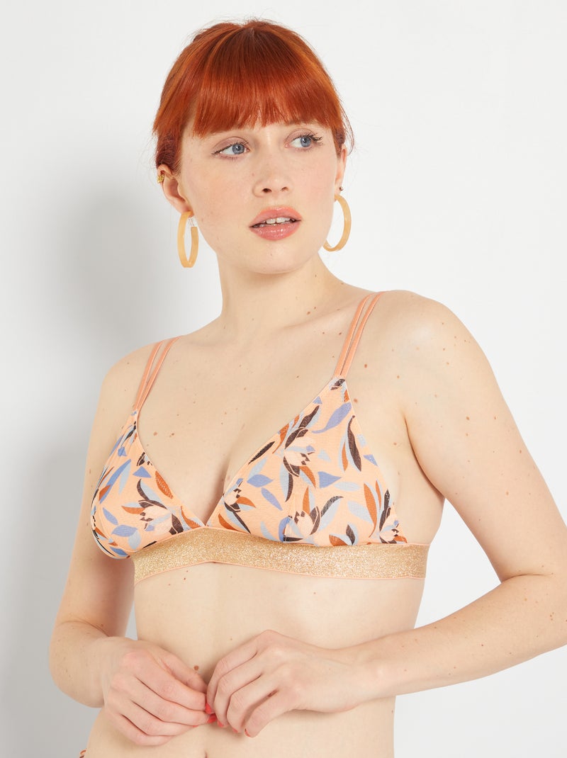 Soutien em forma de triângulo em tule estampado LARANJA - Kiabi