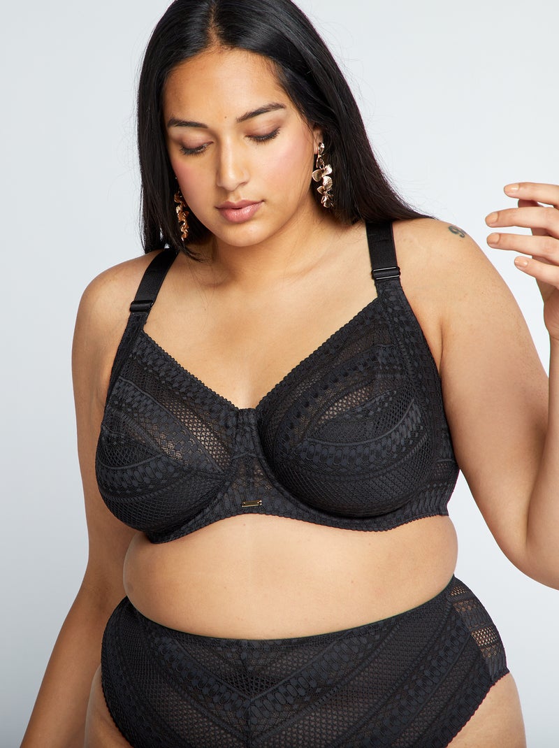 Soutien em renda com costas de nadador Preto - Kiabi