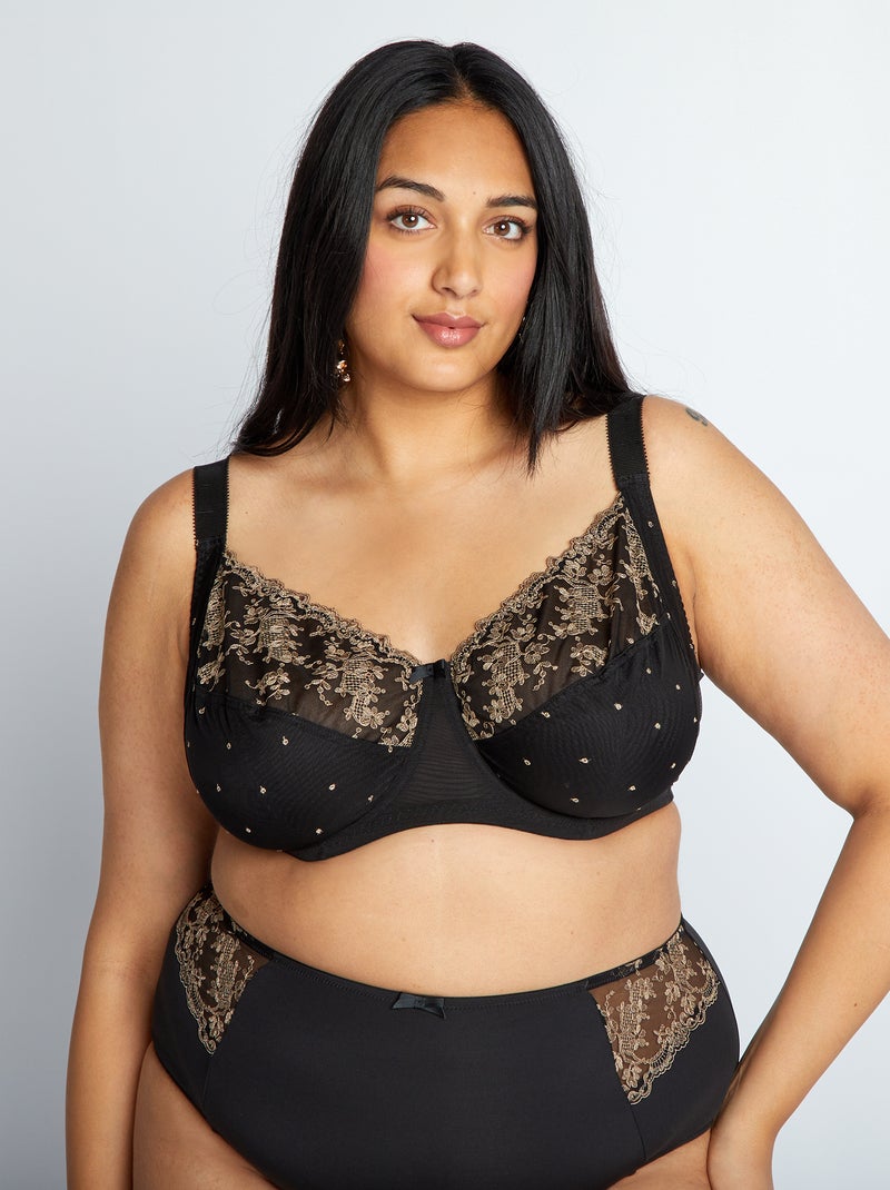 Soutien em renda florida bicolor Preto - Kiabi