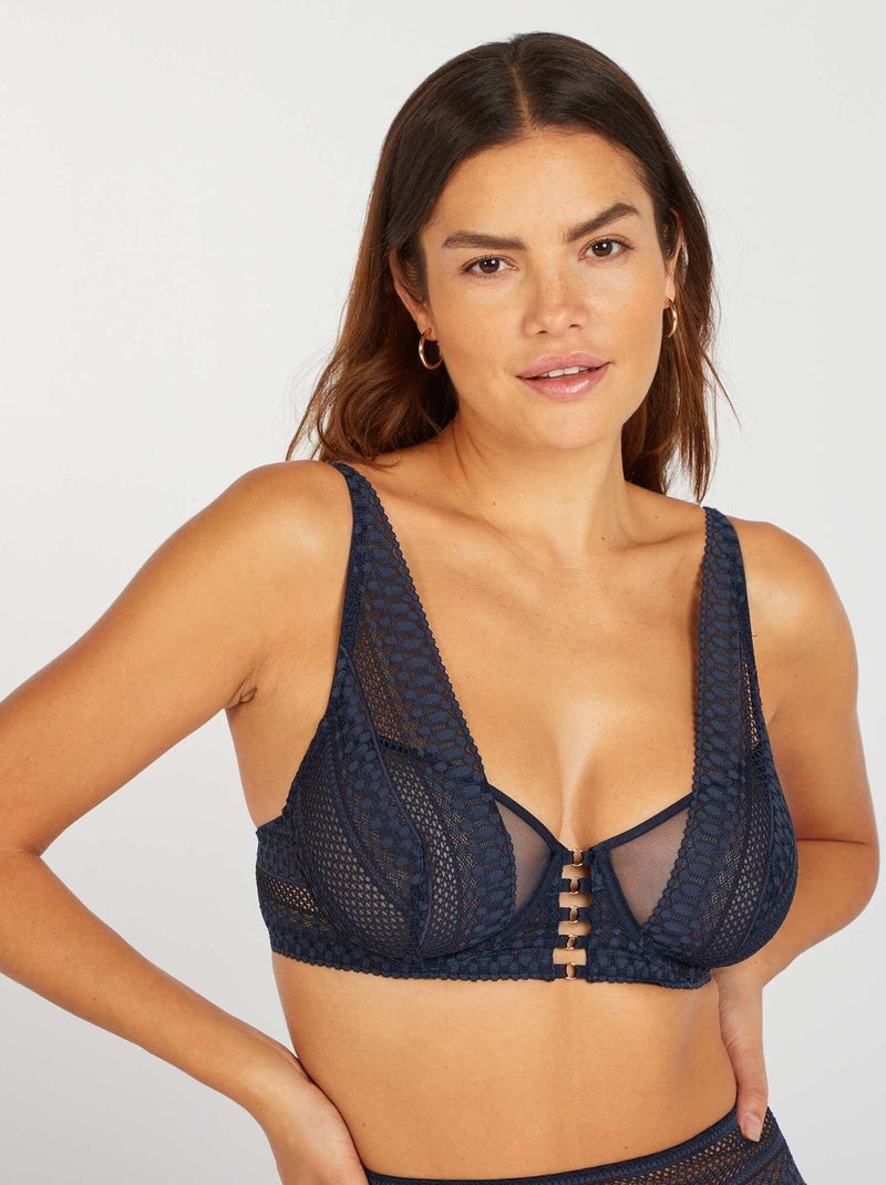 Soutien em renda transparente D/E&F Azul Marinho - Kiabi