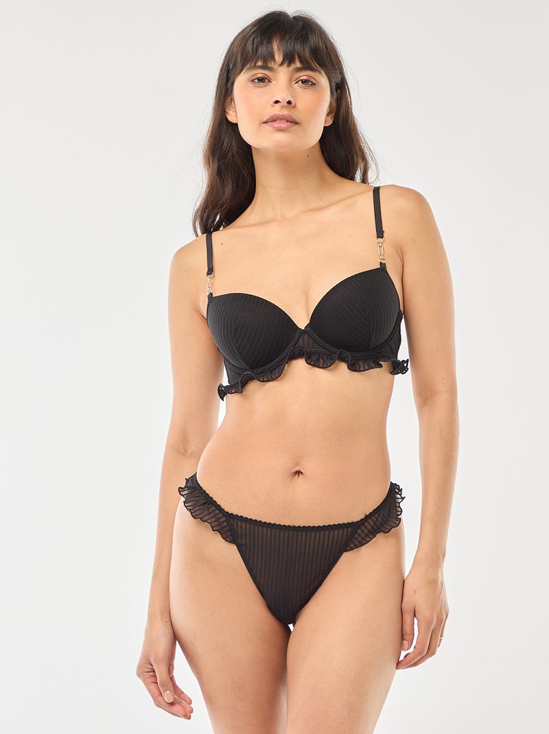 Soutien-gorge cai-cai em tule às riscas Preto - Kiabi