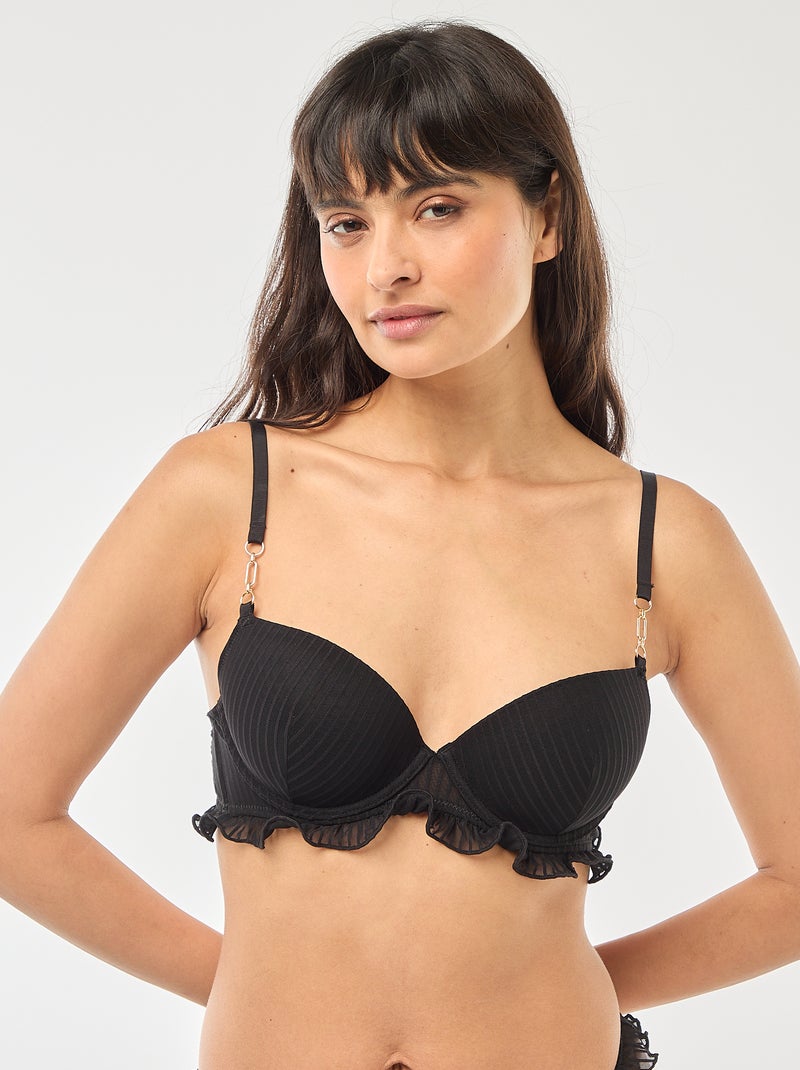 Soutien-gorge cai-cai em tule às riscas Preto - Kiabi